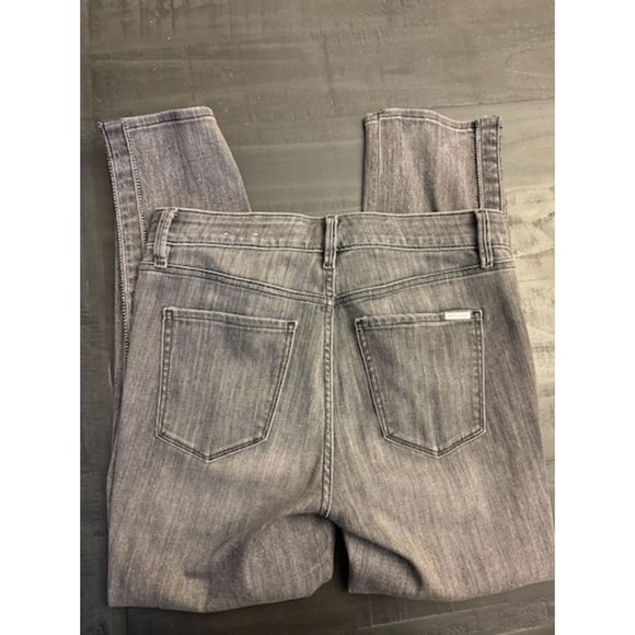 White House Black Market Dark Gray Side Bling Stretchy Straight Jeans Sz 6 - Picture 4 of 13